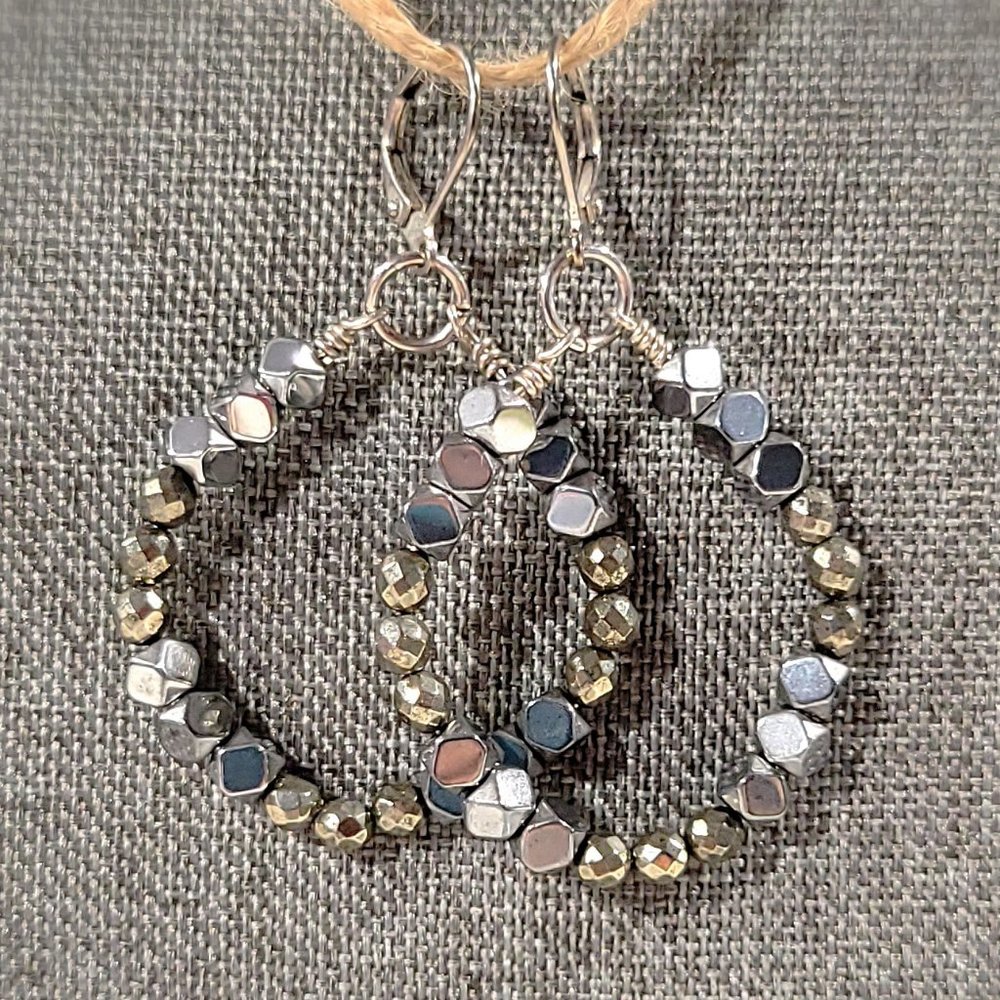 Pyrite and Hematite Earrings